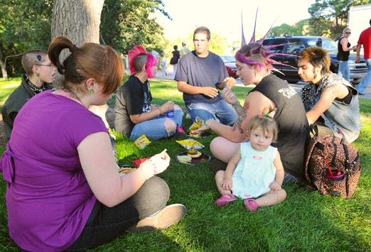 The Kelley and Muratori families, and friends, take part in Freshman Family Day on Sunday. 
