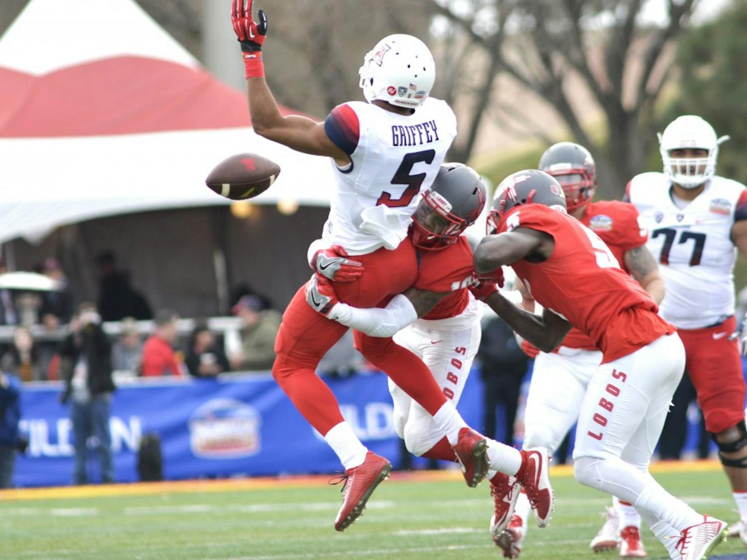 Junior cornerback Nias Martin takes down an Arizona University player during the 10th Gildan New Mexico Bowl. Martin allegedly sexually assaulted and kidnapped a 19 year old female UNM student.