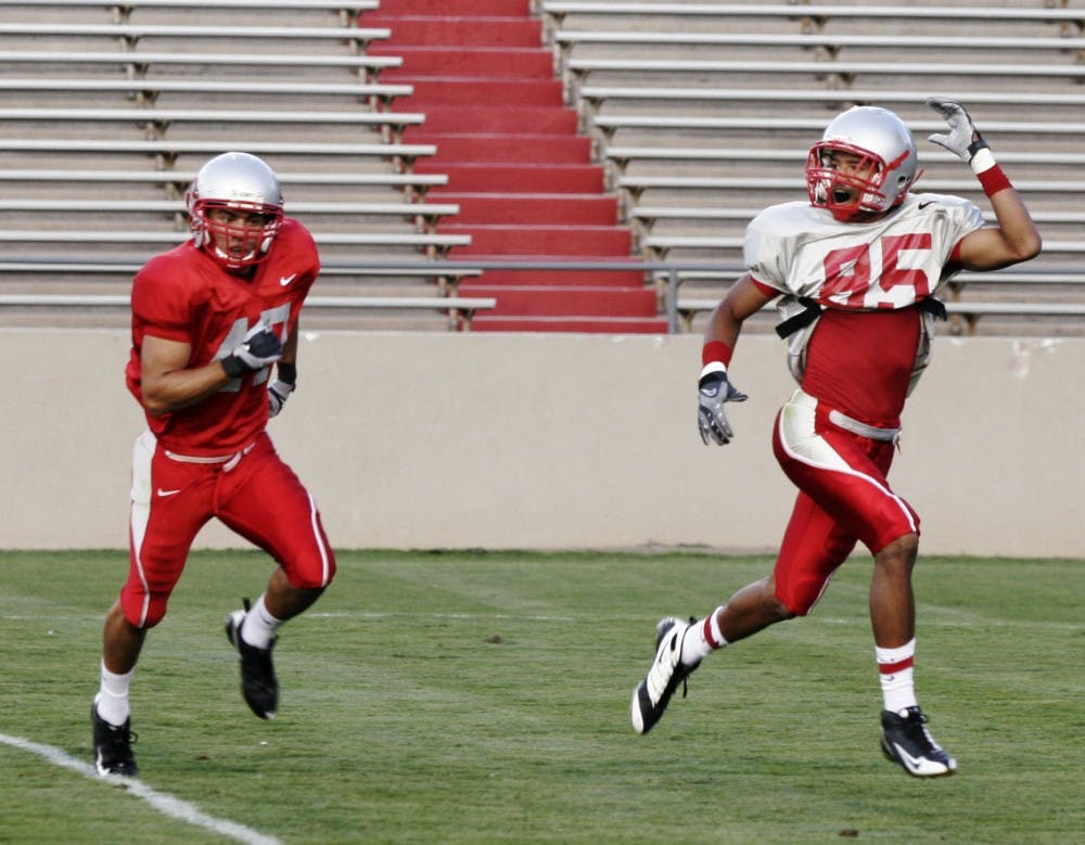 	Wide receiver Quintell Solomon gets behind Lobo cornerback Nathan Enriquez during a scrimmage at University Stadium on Saturday.