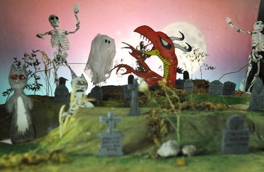 A stop-motion animation graveyard scene created by Nick Sedillos will be featured in the Q-Staff Theatre's haunted house on Friday.