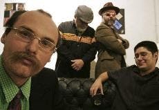 Zoltan Orkestar from left to right: Zoltan Sz&eacute;kely, Hector Pena, John Keith, and Roman Garcia.