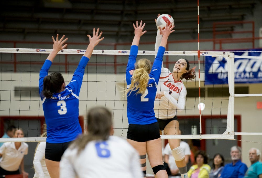 Devanne Sours spikes the ball against Air Force on September 22n