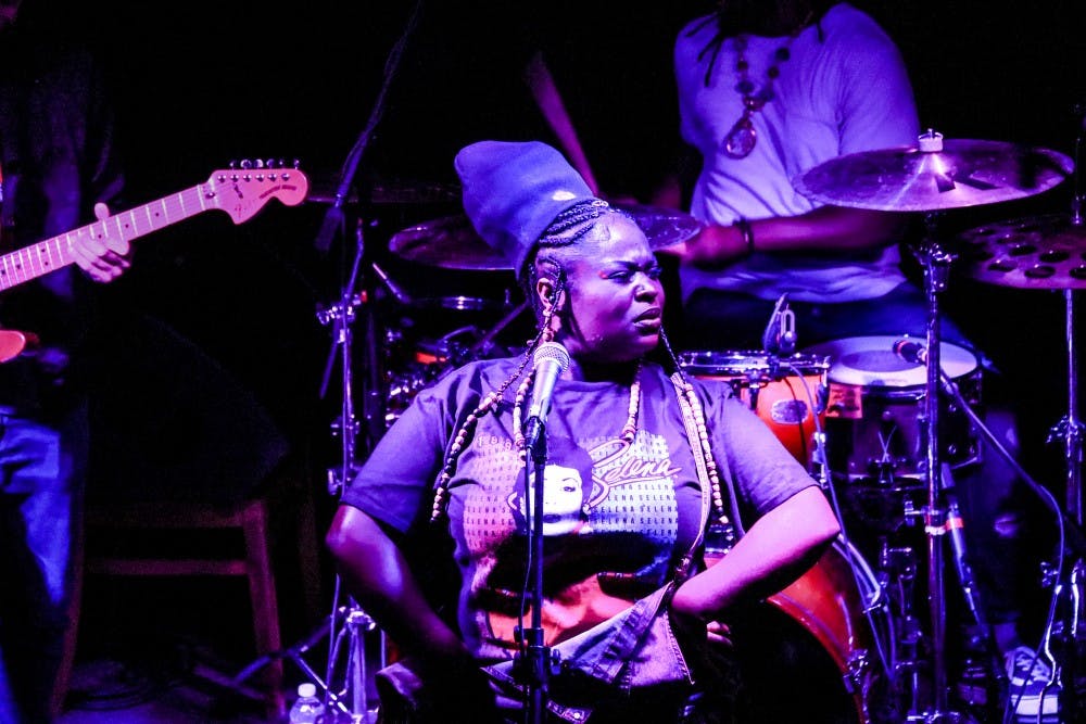 Tarriona "Tank" Ball of Tank and the Bangas performs at Santa Fe Brewing Company on April 10, 2018.