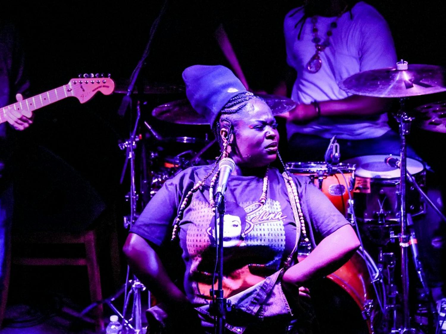 Tarriona "Tank" Ball of Tank and the Bangas performs at Santa Fe Brewing Company on April 10, 2018.