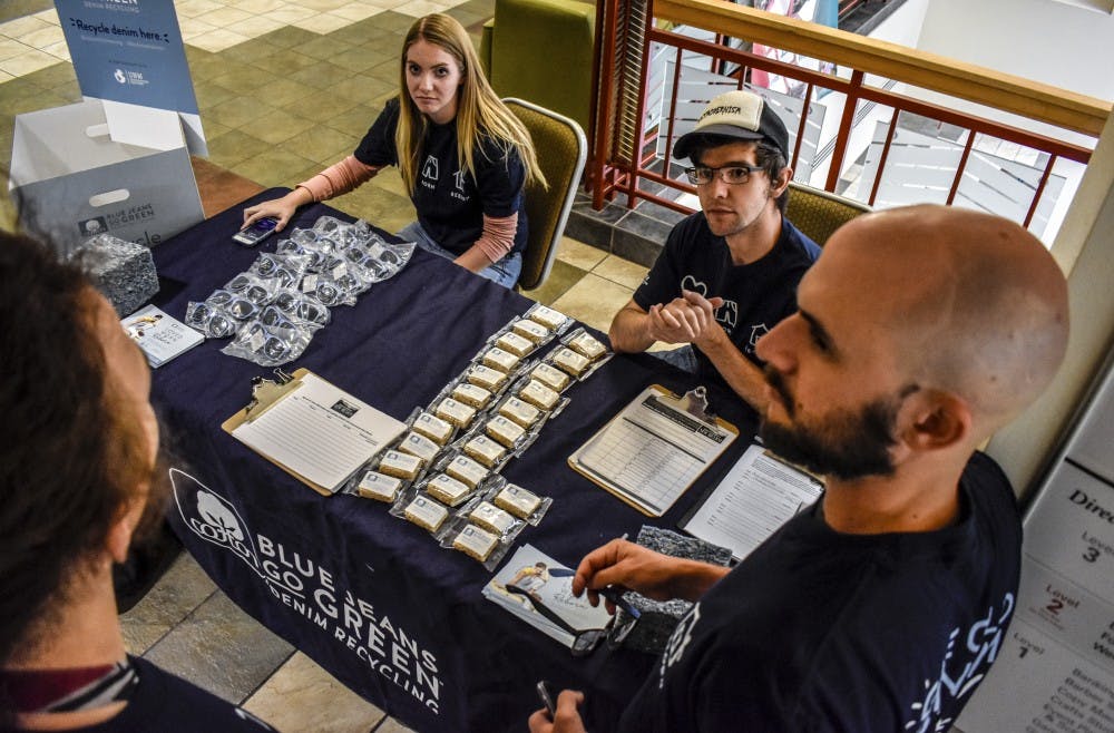 Blue Jeans Go Green Denim Recycling waits for University of New Mexico students and staff to donate used denim in the Student Union Building on Oct. 5.