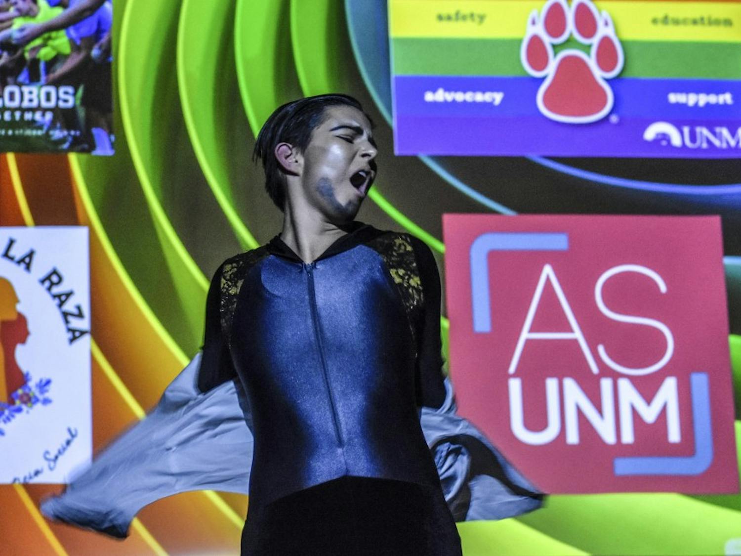 A performer in the University of New Mexico Queer Student Alliance Drag Show.