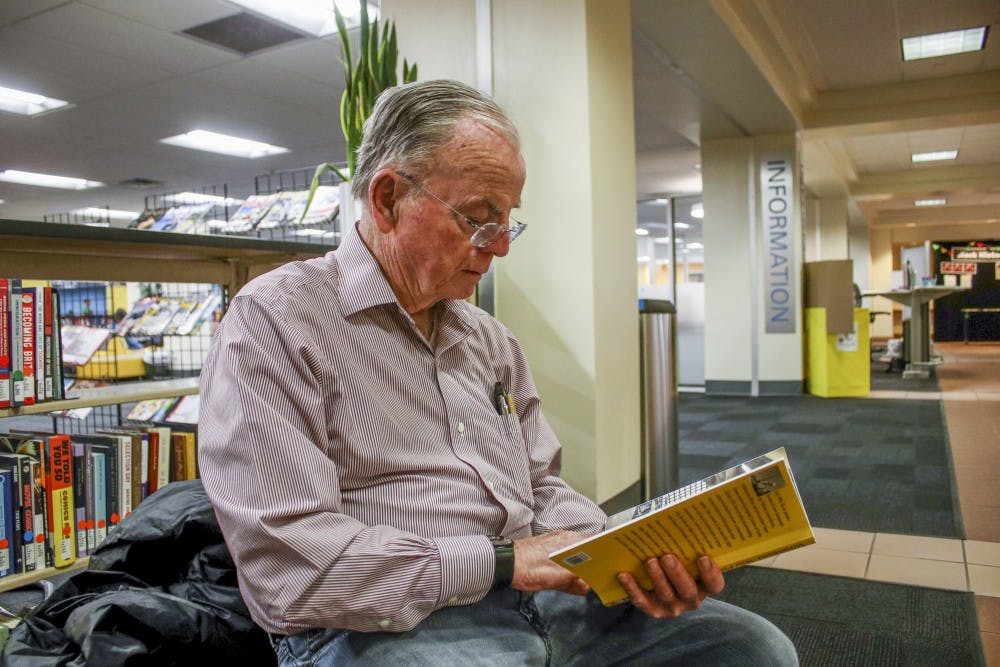 UNM student Bill Wible&nbsp;studies at Zimmerman Library Tuesday, Feb. 21, 2017. Wible is a 82-year-old student at the university who says he takes classes to keep up with his overall health.&nbsp;