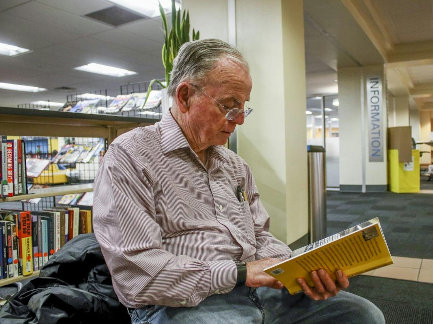 UNM student Bill Wible studies at Zimmerman Library Tuesday, Feb. 21, 2017. Wible is a 82-year-old student at the university who says he takes classes to keep up with his overall health. 
