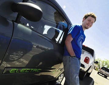   Lobo reporter Pat Lohmann test drove a Zenn electric car on Monday. The car, costing about $10,000, tops out at a federally mandated 25 mph.