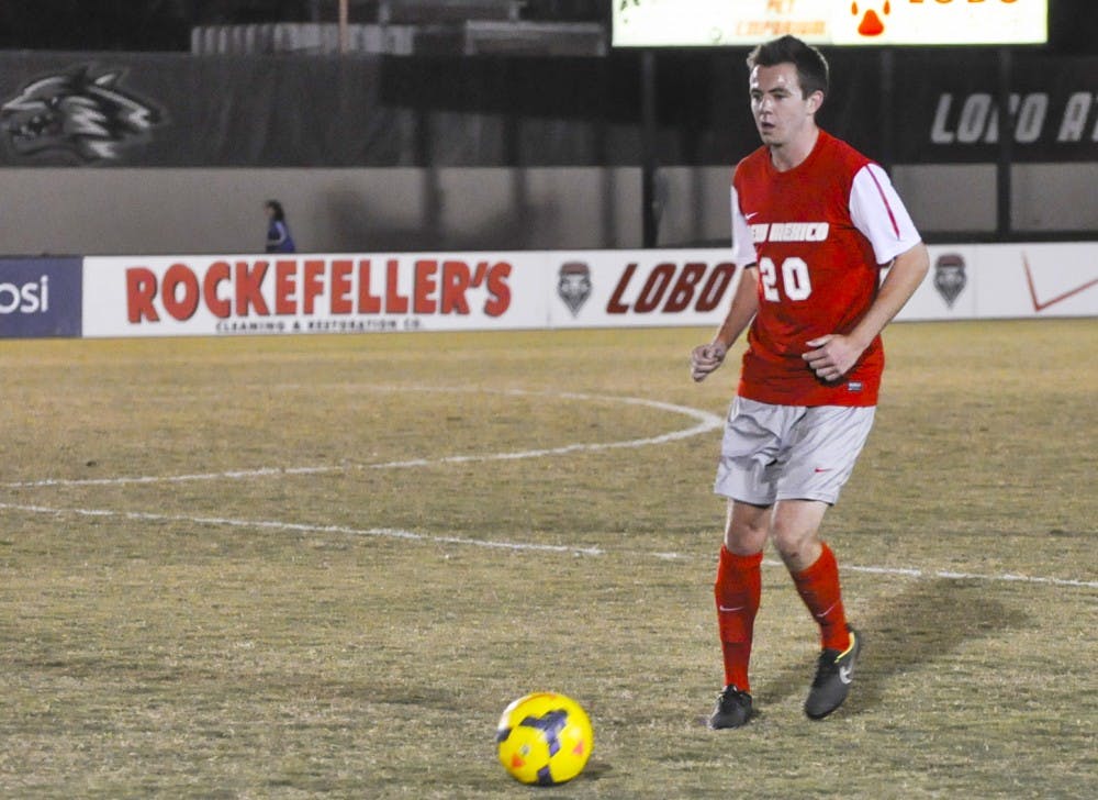 Sophomore midfielder Josh Goss controls the ball during Saturday’s loss to Marshall. The Lobos take on South Carolina tonight at 7 p.m.