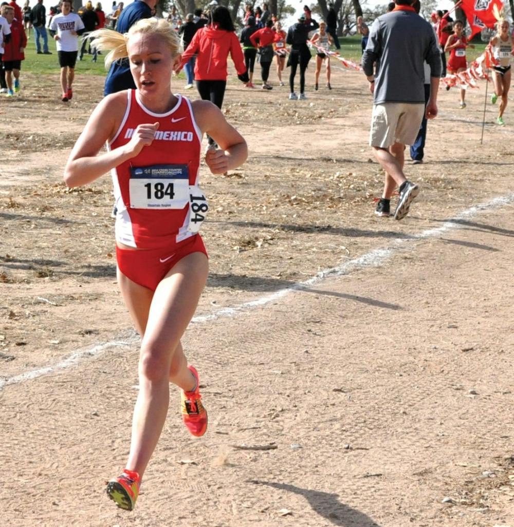 Calli Thackery runs at the NCAA Mountain Region Championships Friday, Nov. 14, 2014. The women's cross country team took first place in the Mount West Cross Country Championships this past Friday.