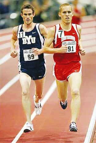Jeremy Johnson and NCAA cross country champion Josh Rohatinsky go toe-to-toe during the Mountain West Conference Indoor Championship on Feb. 11. Johnson finished seventh at the NCAA Outdoor Track and Field Championships on June 7 in Sacramento, Calif.