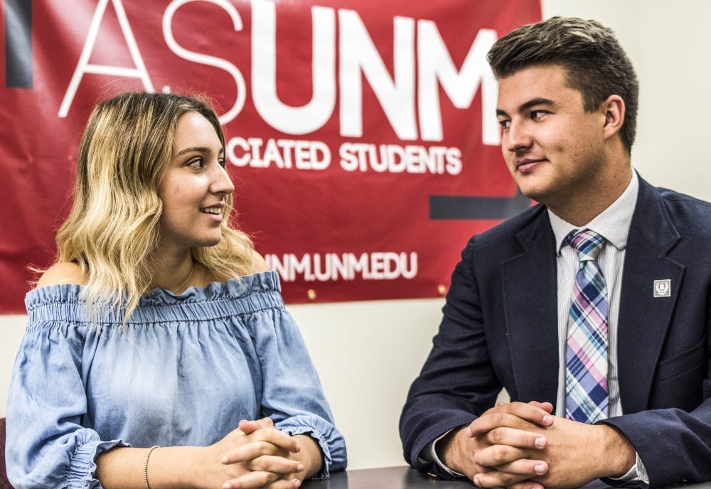 Left, Sally Midani, ASUNM Vice President, and, right, Noah Brooks, ASUNM President, sit down to talk about their goals for the Fall '17 semester.