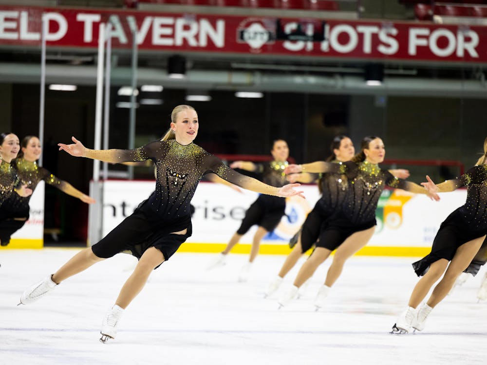 The senior synchronized skating team at Goggin Ice Center on Nov. 2
