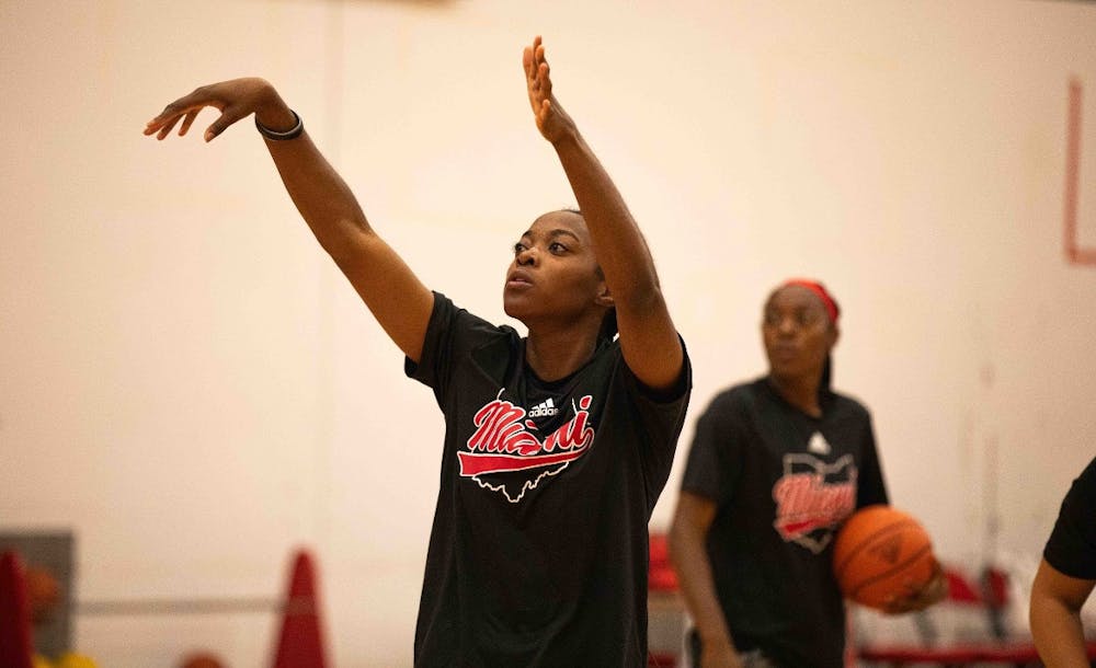 Fifth-years Jadyn (front) and Jada Scott hope t﻿o make a big impact for the Miami women&#x27;s basketball team this season.