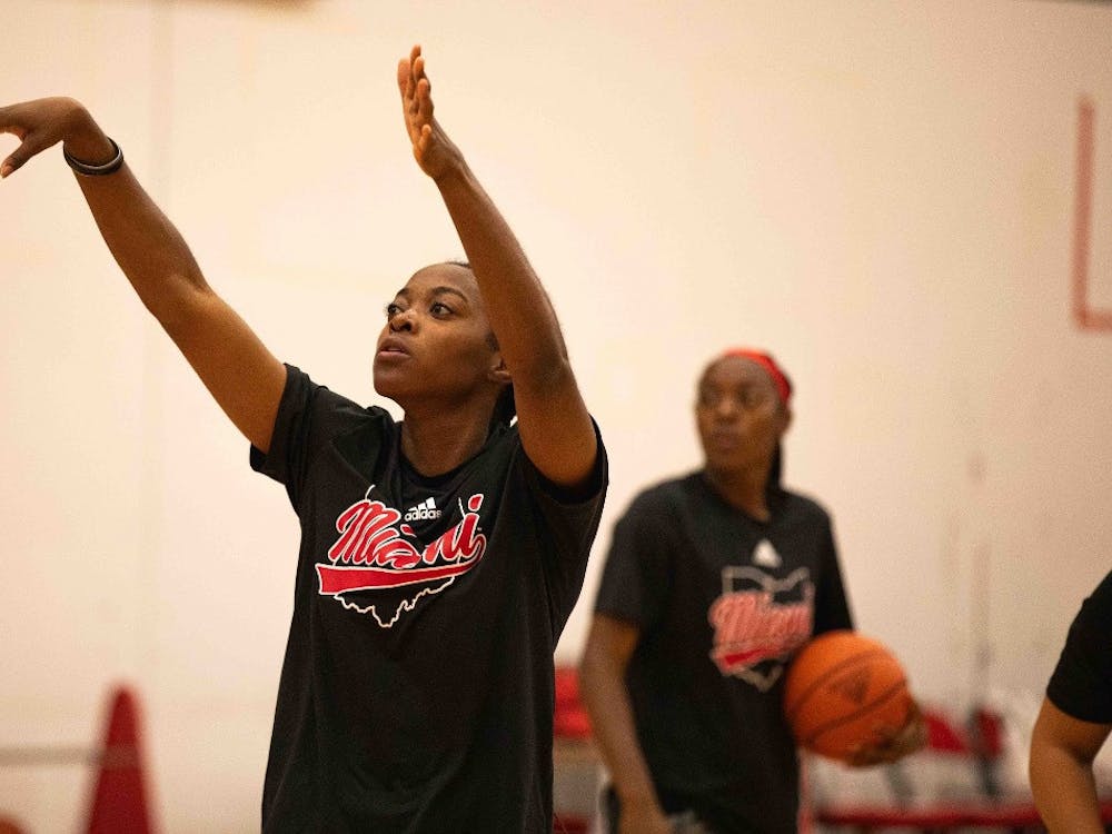 Fifth-years Jadyn (front) and Jada Scott hope t﻿o make a big impact for the Miami women&#x27;s basketball team this season.