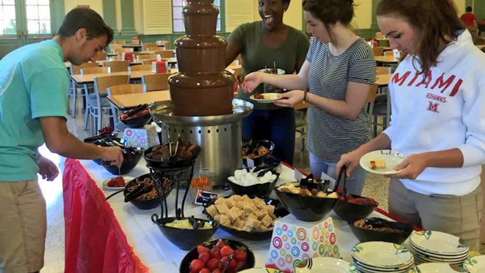Once upon a time, not so long ago, Harris Hall was a dining hall that was home to a chocolate fountain on special occasions.