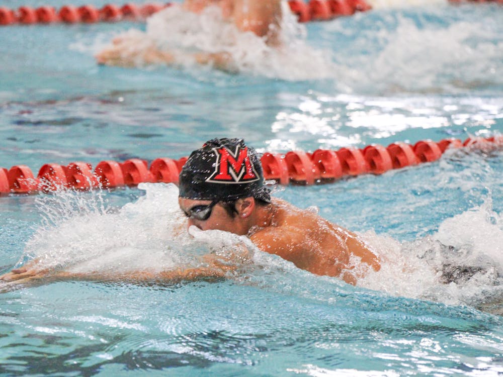 Miami men’s swimming and diving team earned their fourth consecutive MAC title. Photo provided by Lexie Cunningham