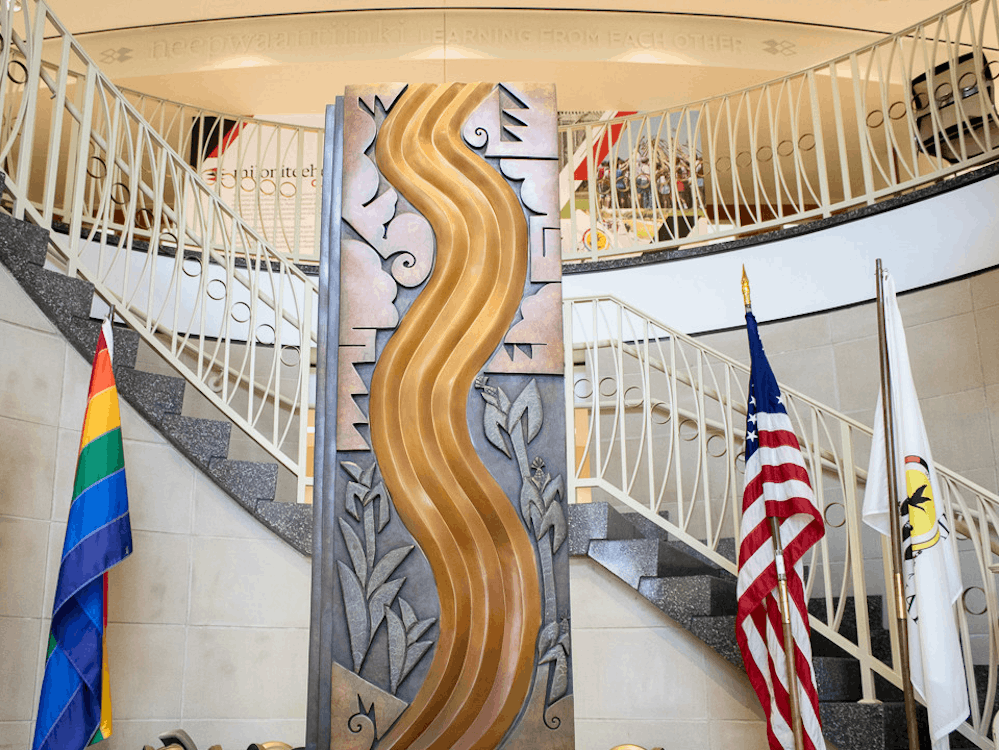 In MacMillan hall there are flags to show support for different communities.