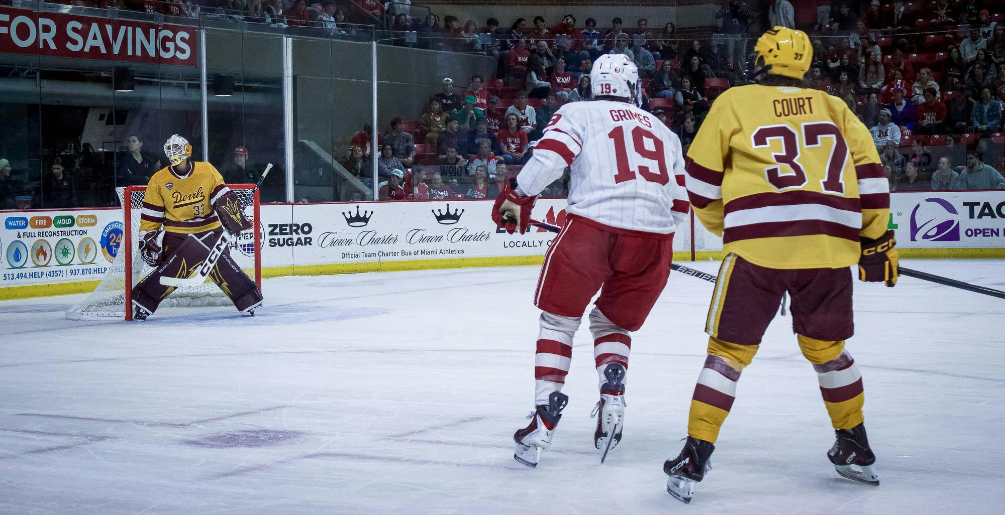 Doug Grimes approaches goal in game against Arizona State University.