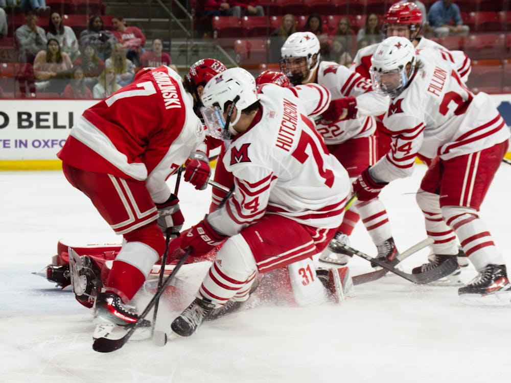 Connor Hutchison skates against the RPI Engineers at Goggin Ice Center