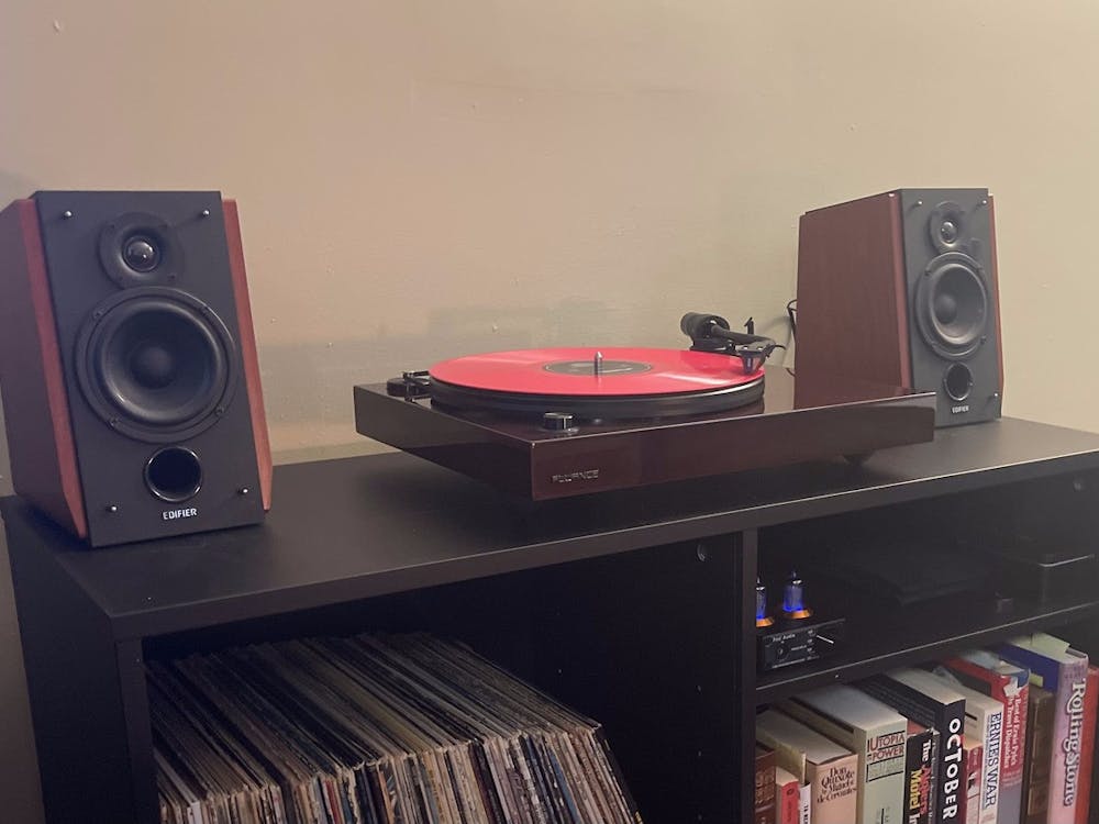Asst. Opinion Editor Devin Ankeney can now bolster their vinyl setup (pictured above) with new local shop Black Plastic Oxford.