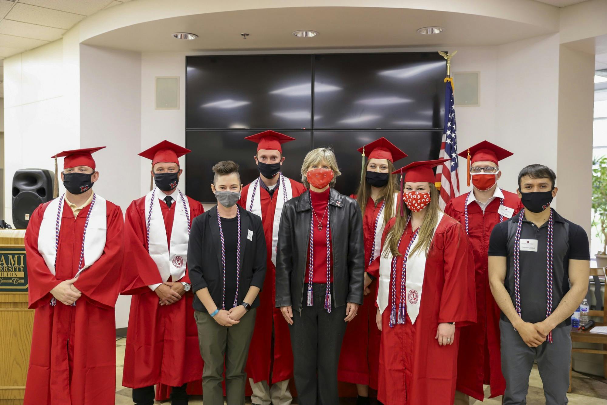 Military-affiliated students happily received their cords for graduation, effectively capping their Miami experience.