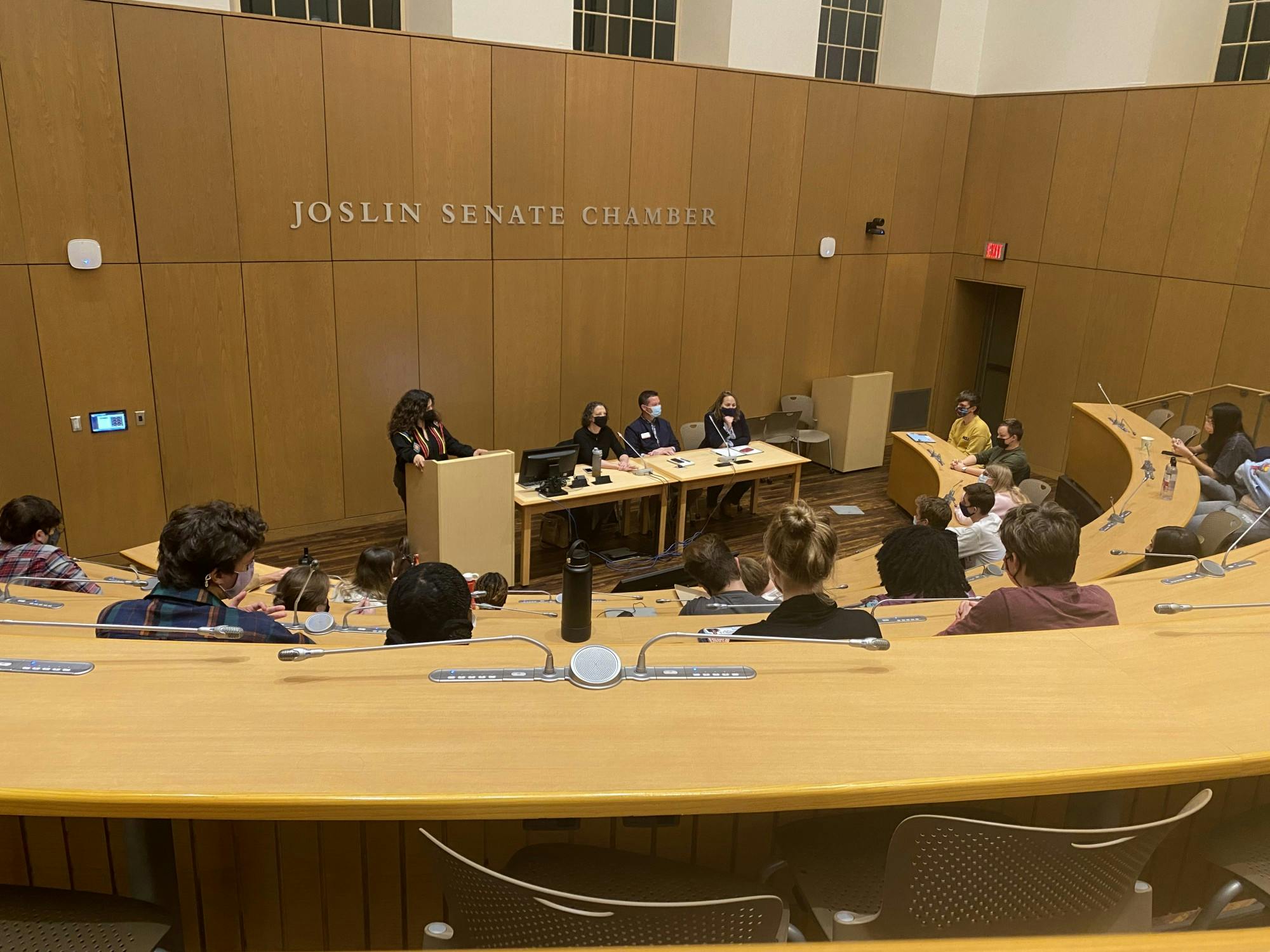 Miami administrators addressed mental health, communication with students and DEI during the Nov. 9 ASG meeting. (L-R: Jayne Brownell, Steve Large, Kimberly Moore)