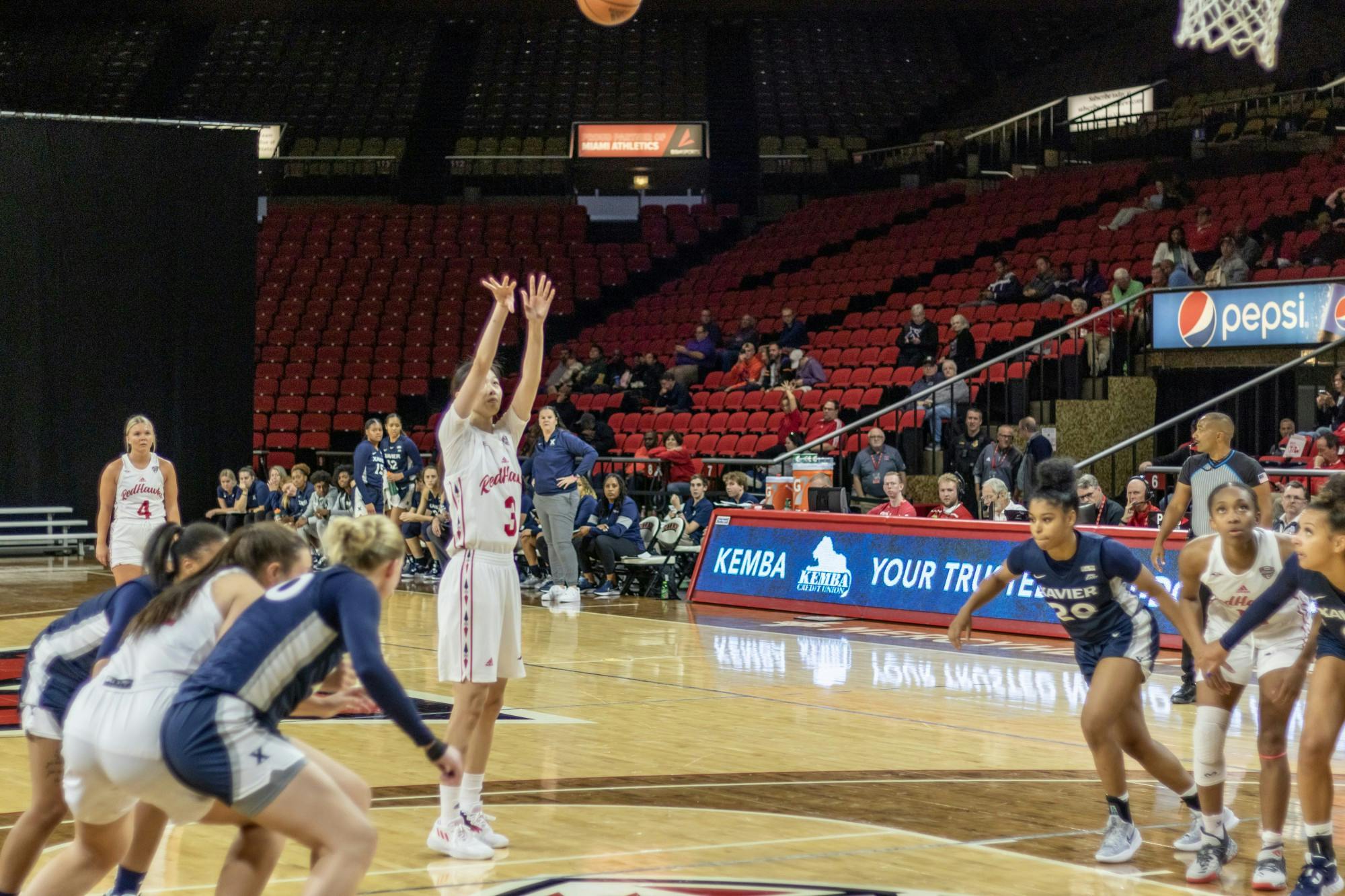Jessie Dai strokes a free throw at Millett Hall earlier this season﻿