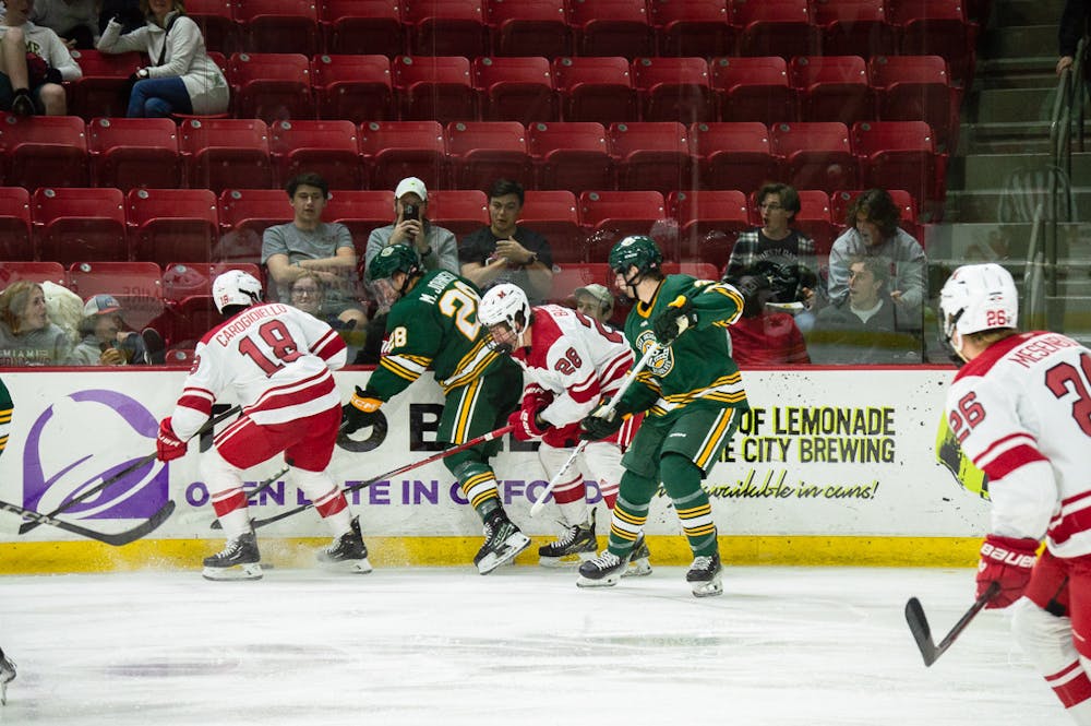 Miami hockey taking on Alaska Anchorage at Goggin Ice Center