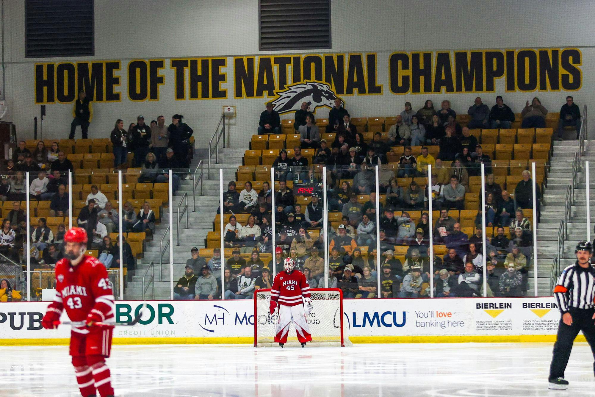 The Miami University hockey team faced the reigning NCAA national champion Western Michigan University Broncos at Lawson Arena on Nov. 14-15.