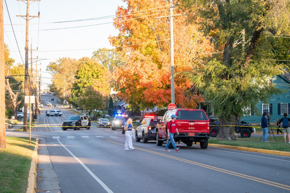 Oxford Police respond to an accident on the corner of Spring and Main.