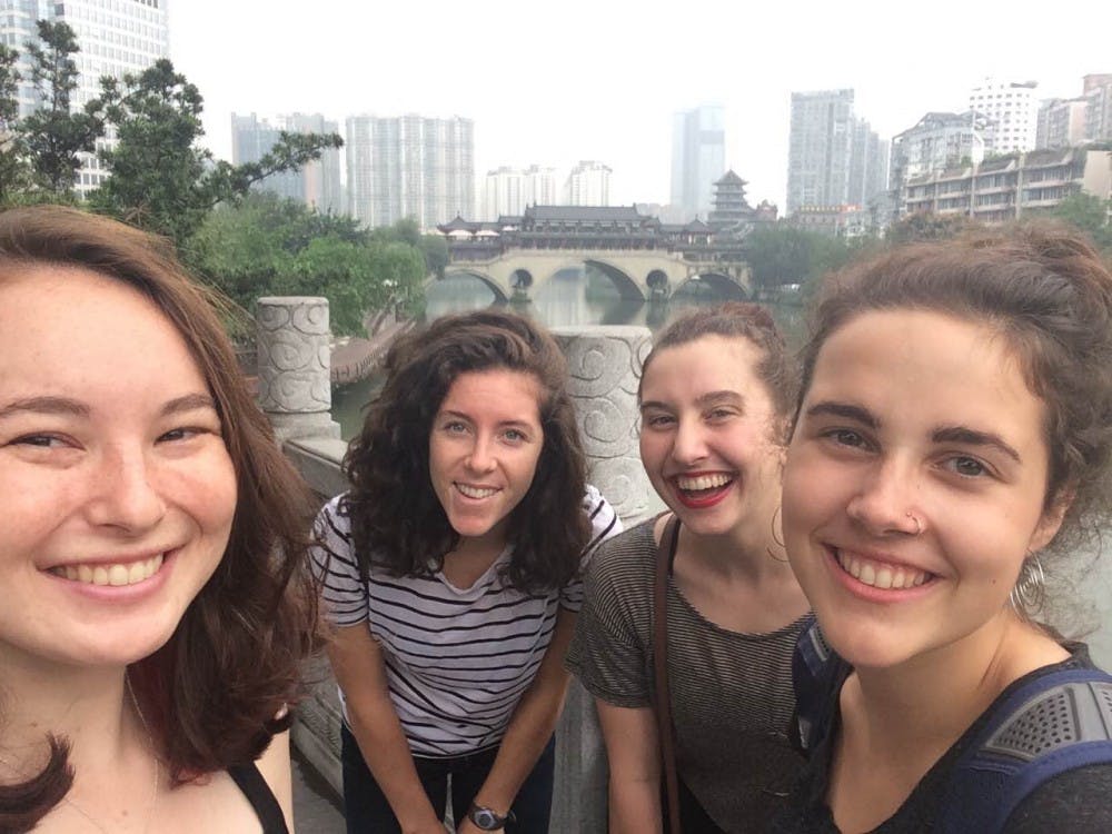The author in front of Anshun Bridge in Chengdu, China. 