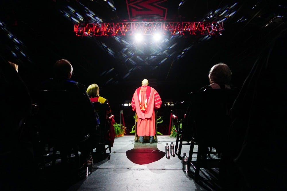 President Gregory Crawford at Millett Hall on Oct. 10. After 103 days in office, he was officially inaugurated Miami's 22nd president on Monday.