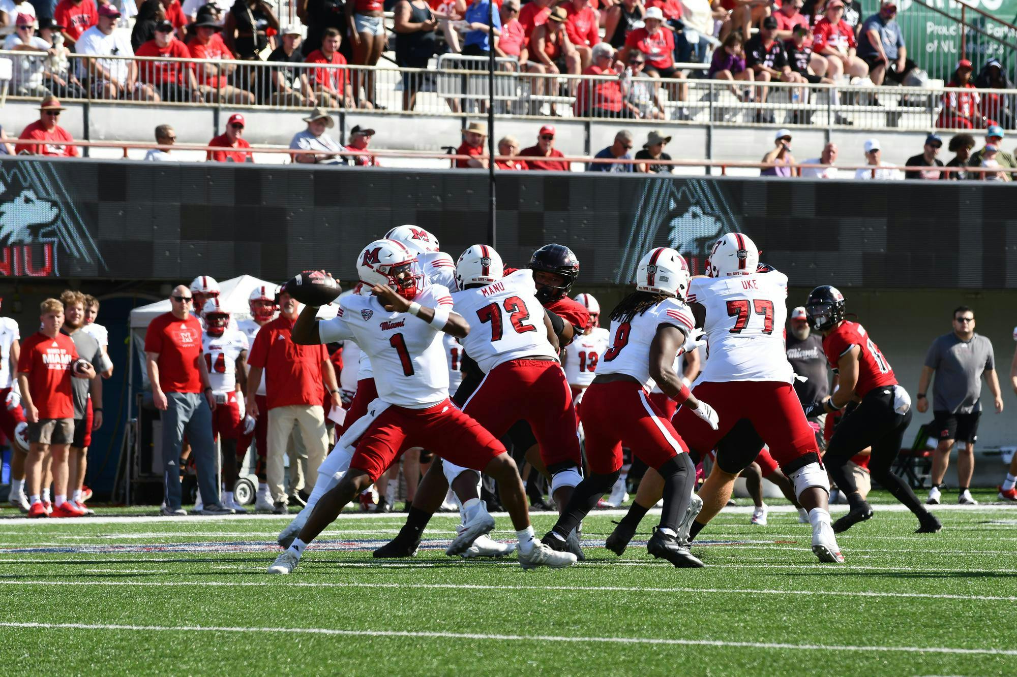 Dequan Finn looks to pass against Northern Illinois on Oct. 4