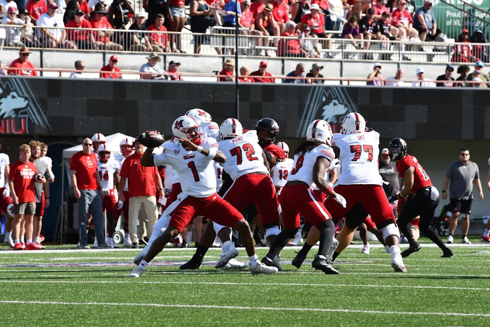 Dequan Finn looks to pass against Northern Illinois on Oct. 4