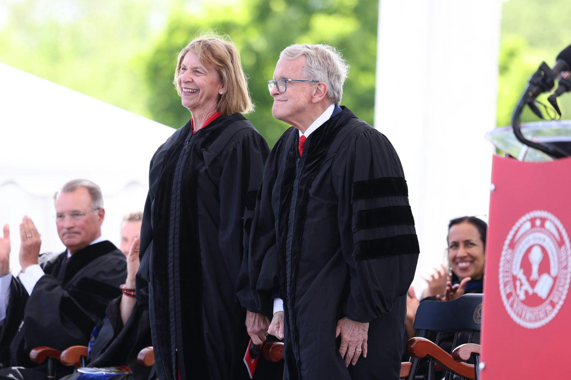 Ohio Gov. Mike DeWine and First Lady Fran DeWine received honorary degrees at this spring’s commencement. Photo by Miami University.