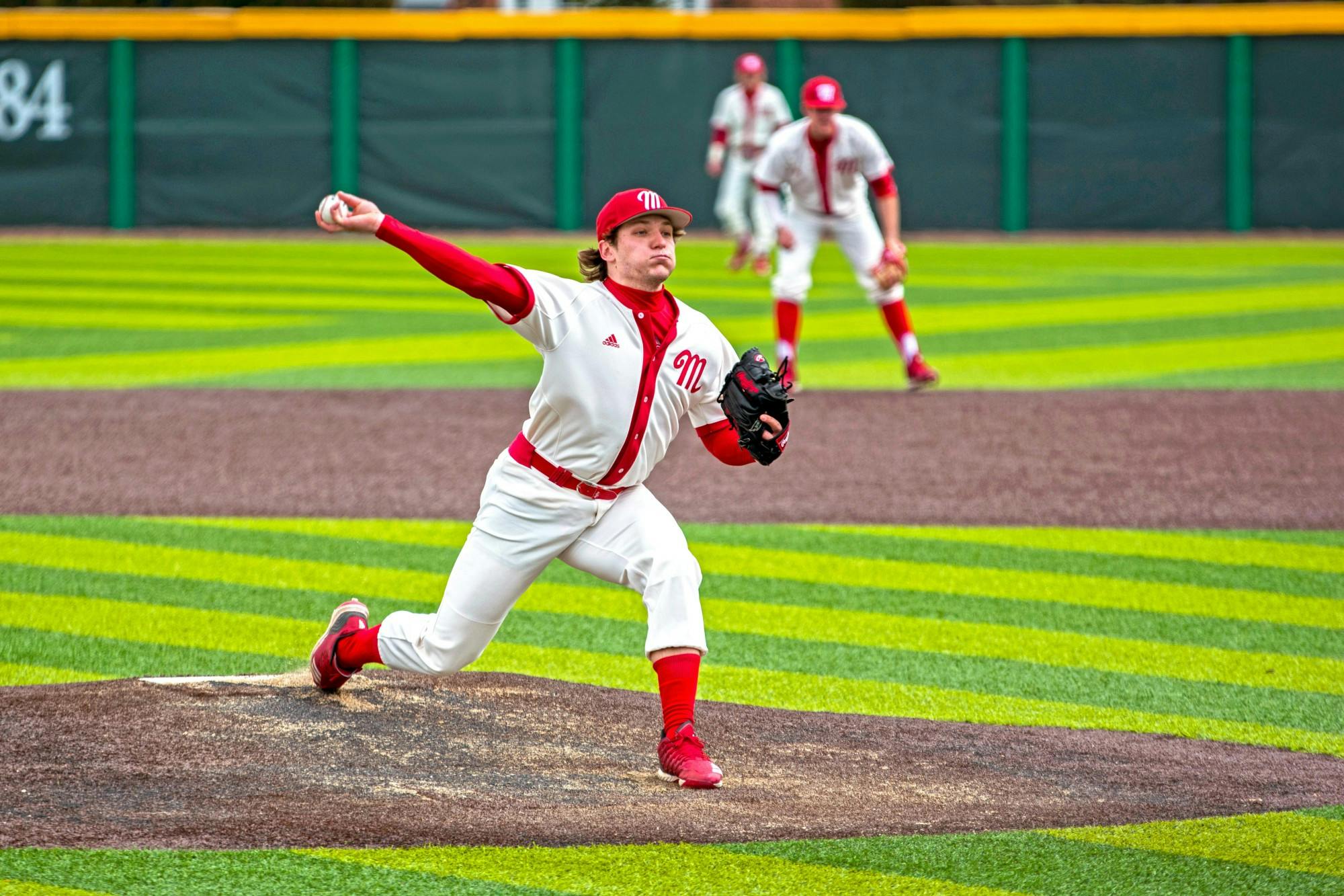 Jack Corbell delivers a pitch during his senior season in 2019. He graduated last May, leaving a hole in the starting rotation the RedHawks are trying to fill.