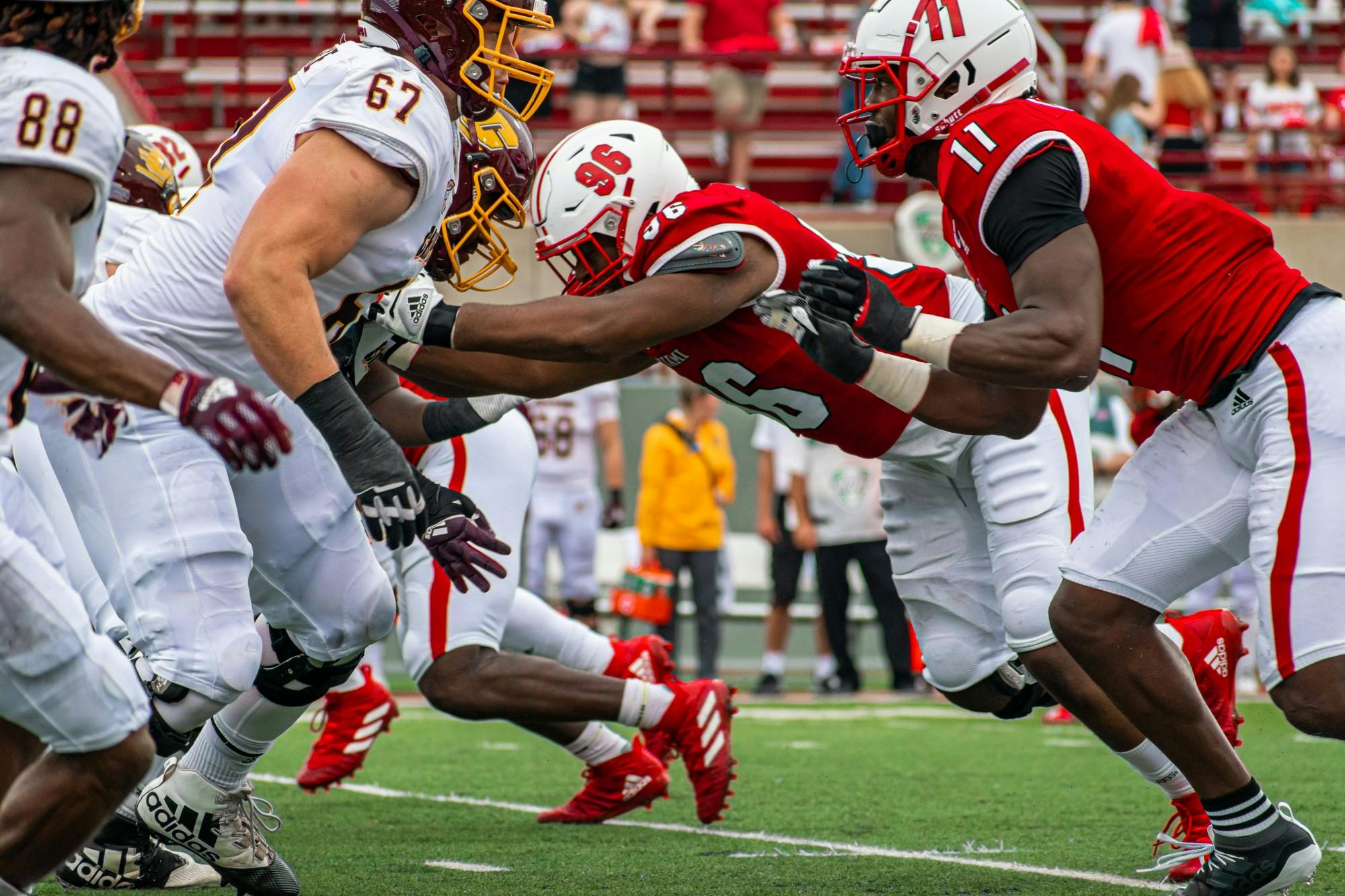 Senior defensive end Dominique Robinson (pictured, No. 11) spoke to the media Wednesday ahead of Thursday's Frisco Football Classic.