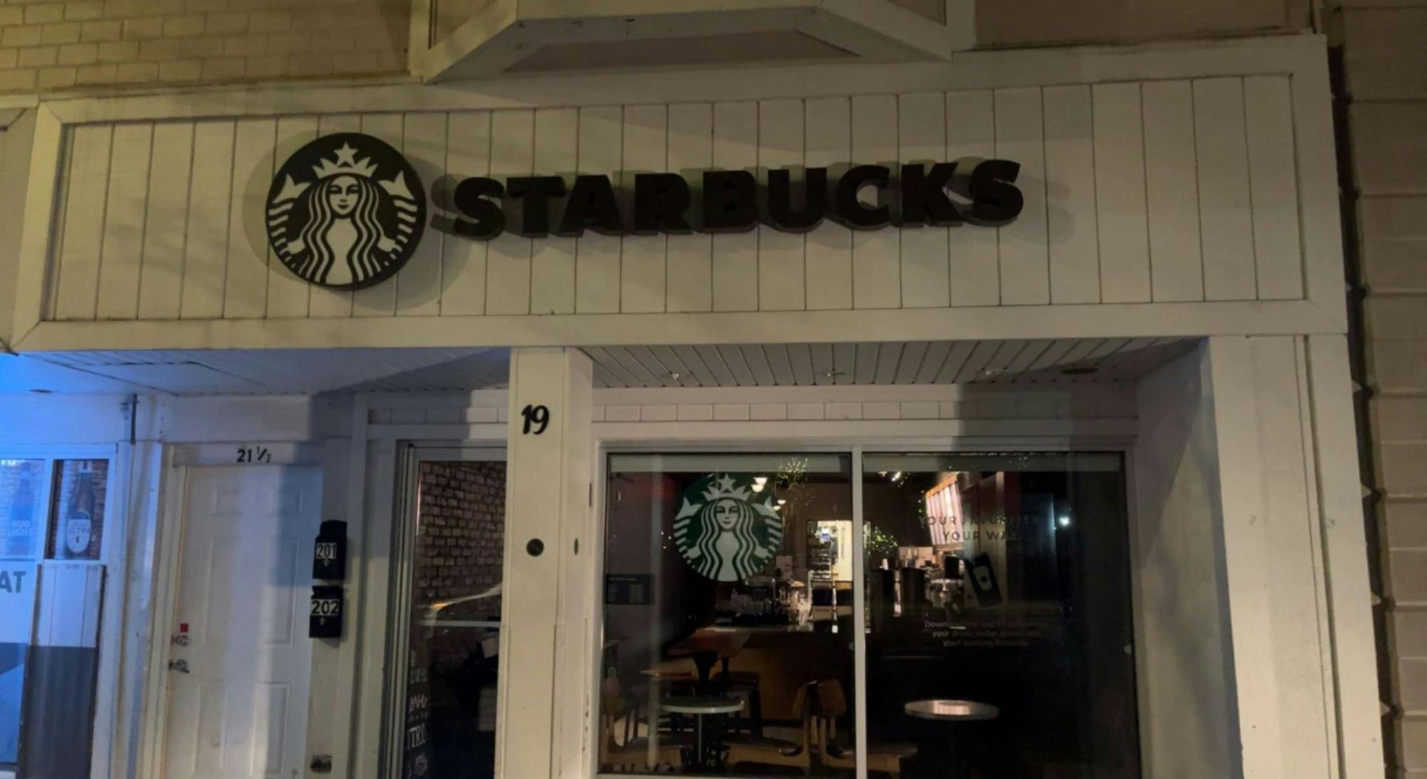 The Starbucks location on High Street closes at 8 p.m. and remains closed until 5:30 a.m. during the week.