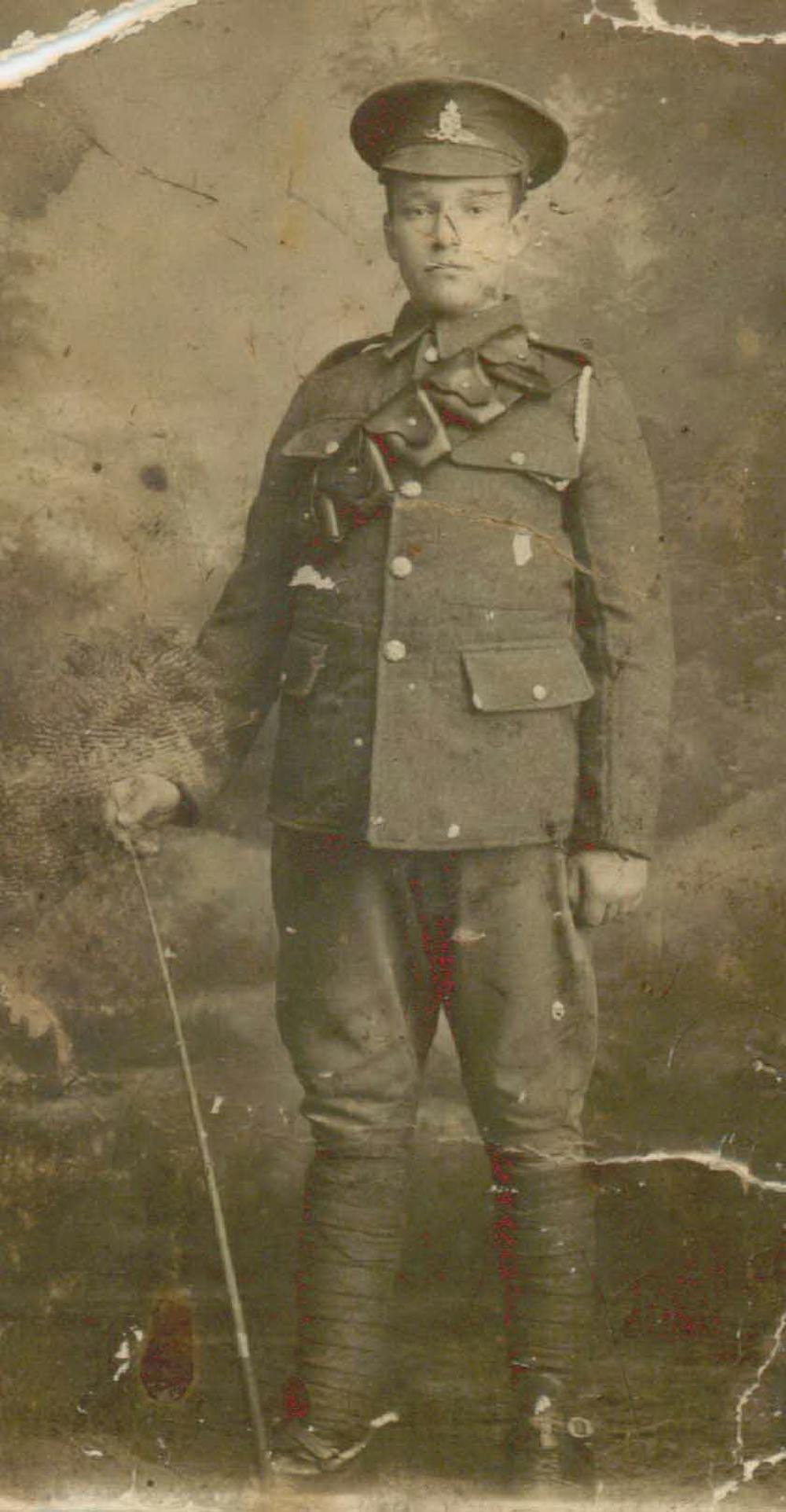 A photograph of William Stopani (1898-1918) in full officer uniform.
