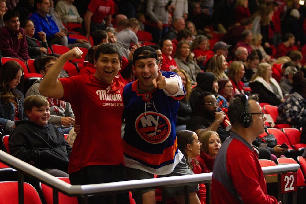 Fans posing at Millett Hall on Love Honor Care Day on Feb. 24, 2024. The women's basketball game was attended by 1,529 fans, while 6,732 attended the men's game.