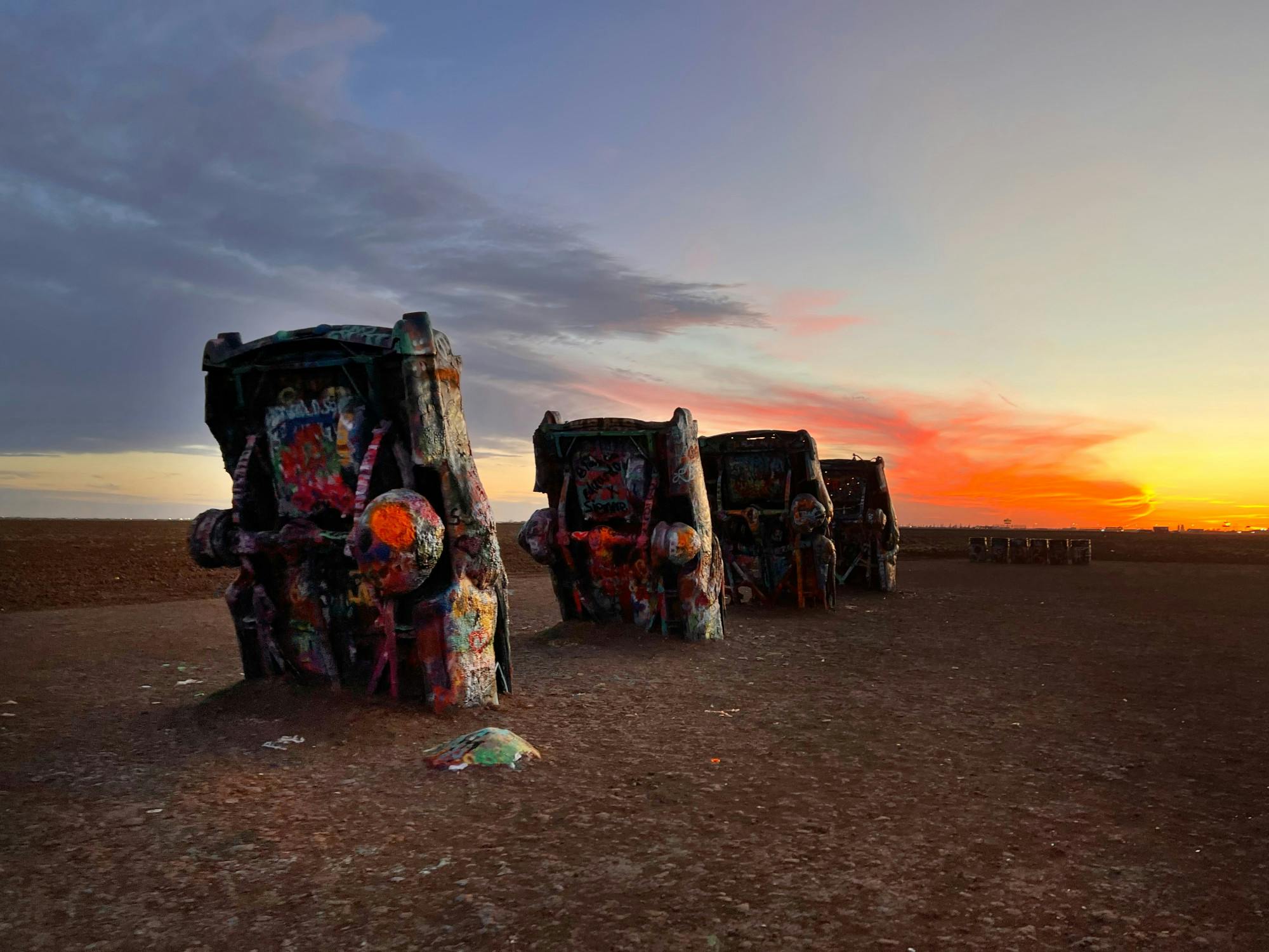Cadillac Ranch, located in Amarillo, Texas, is a public interactive art installation.