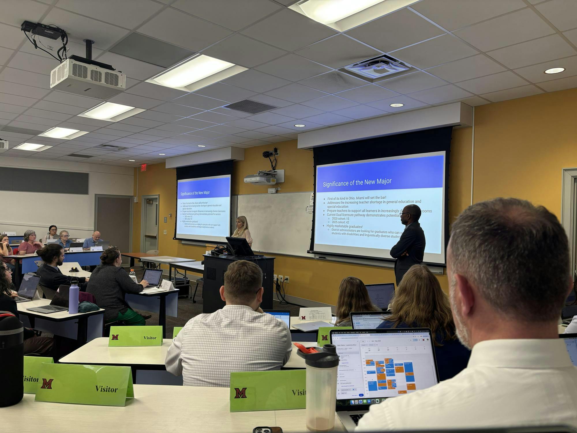 Ashley Johnson, inclusive special education program coordinator, and Darrel Davis, acting chair and professor of educational psychology, proposed an inclusive education bachelor of science with blended licensure.