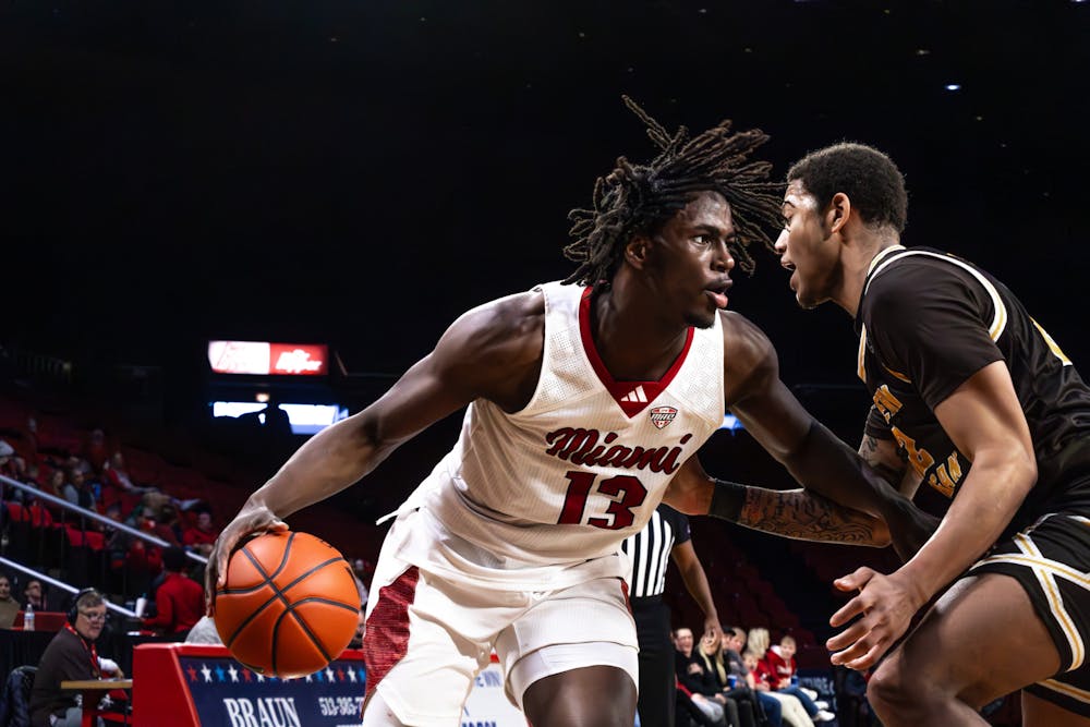 Junior forward Antwone Woolfolk at Millett Hall against Western Michigan on Jan. 11