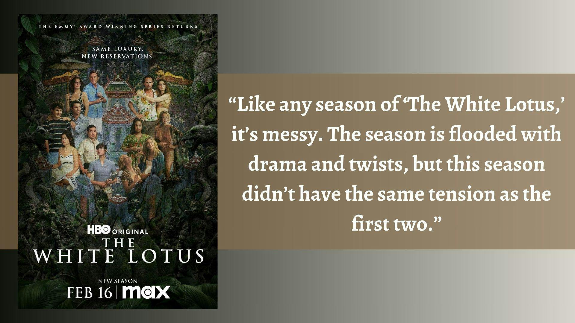 Season 3 of 'The White Lotus' was filled with drama, but not nearly as much tension as the previous seasons.
