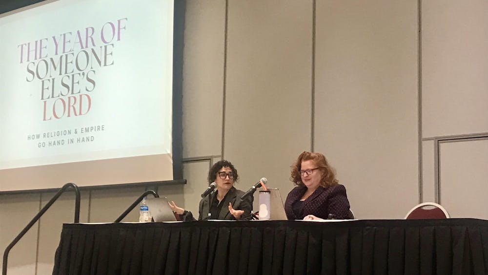 Megan Goodwin and Ilyse Morgenstein Fuerst, co-hosts of the podcast Keeping it 101: A Killjoy’s Introduction to Religion, visited Miami University on Tuesday, April 2, to record their first-ever live episode on how calendars shape religion and race.