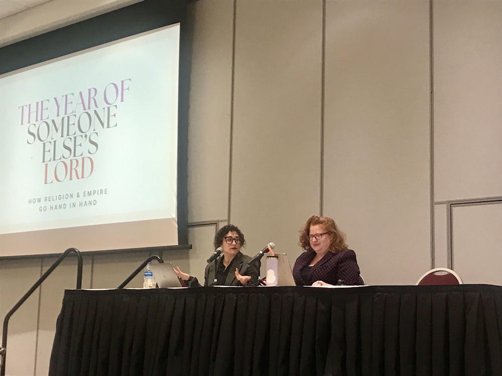 Megan Goodwin and Ilyse Morgenstein Fuerst, co-hosts of the podcast Keeping it 101: A Killjoy’s Introduction to Religion, visited Miami University on Tuesday, April 2, to record their first-ever live episode on how calendars shape religion and race.
