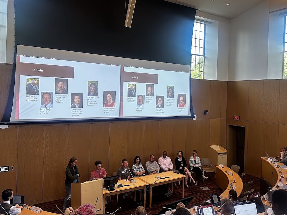 Members of Miami University’s Administrative Board hold a panel to discuss a range of issues that affect students. 
