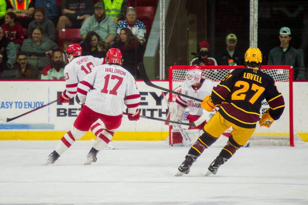 Forward Johnny Waldron returns for this third year with the RedHawks after posting 22 points, including nine goals, last season.